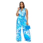 Women's Printed Sleeveless V-neck Wide-leg Jumpsuit