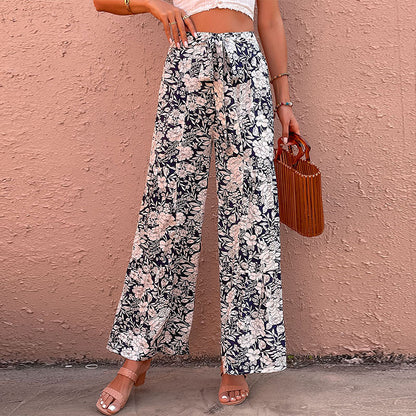 Summer New Women's Printed High-waisted Bootcut Pants