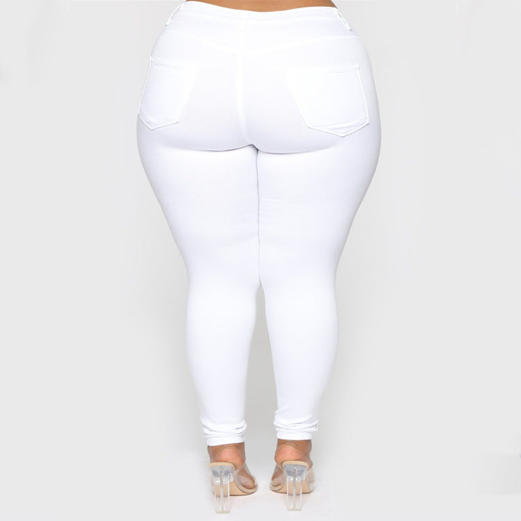 Fashion Ladies Wish Solid Color Plus Size Pants