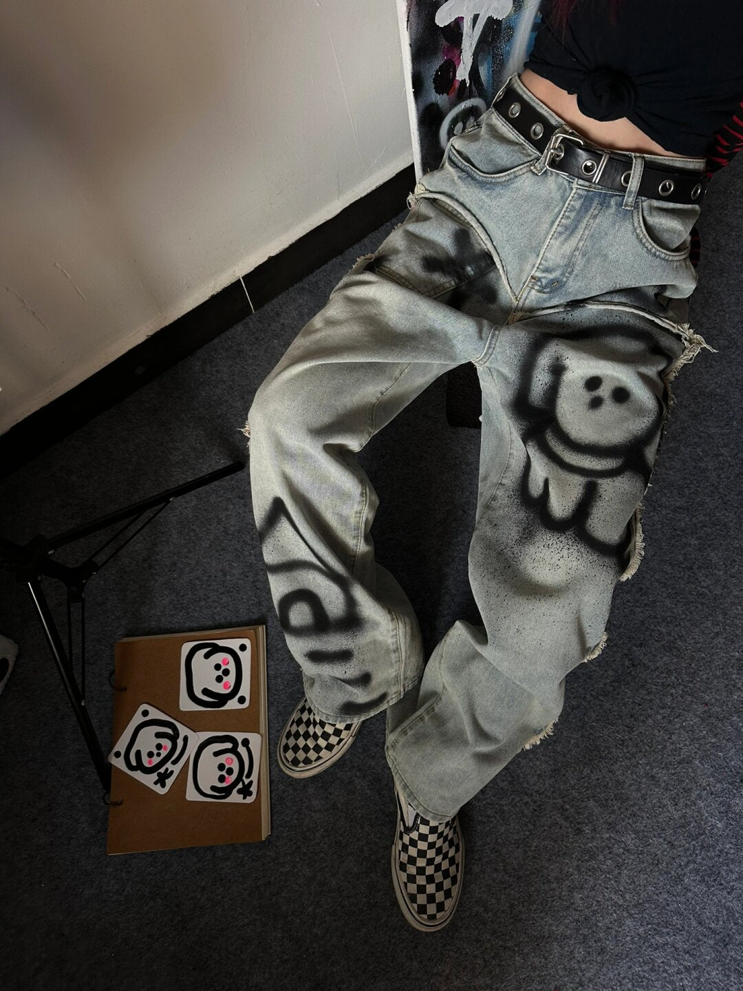 Women's Retro Y2g Graffiti Loose Jeans