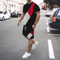 Men's Fashion Short Sleeve Shorts Set Splicing Set