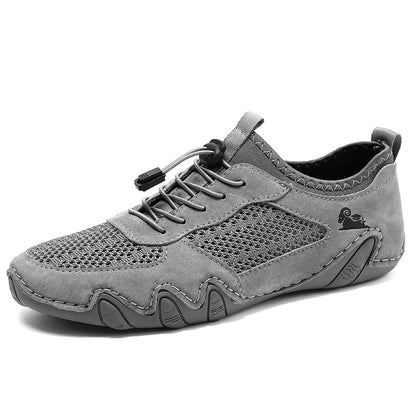 Men's Casual Sports Sewn Leather Mesh Shoes