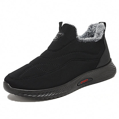 Warm Round Head Men's Black Cotton-padded Shoes Warm