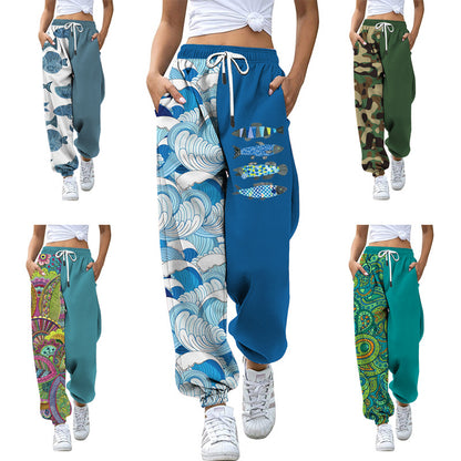 Ankle Banded Pants Slimming Printed Slim Sports High Waist