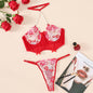 Flower Embroidery Halter Underwear Suit