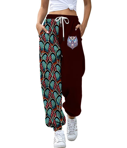 Ankle Banded Pants Slimming Printed Slim Sports High Waist