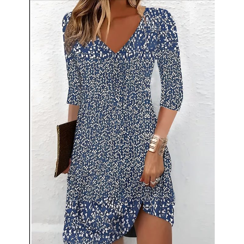 V-neck Mid-length Dress Women