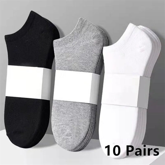 10 Pairs Men's Polyester Boat Socks New Style Black
