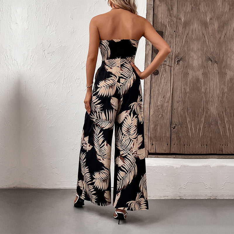 Women's European And American Printing Tube Top Jumpsuit