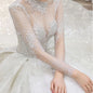 Long Sleeve French Vintage Light Wedding Dress Bride