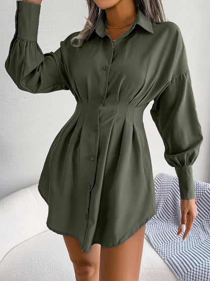 Women's Lantern Sleeve Waist-tight Asymmetric Dress